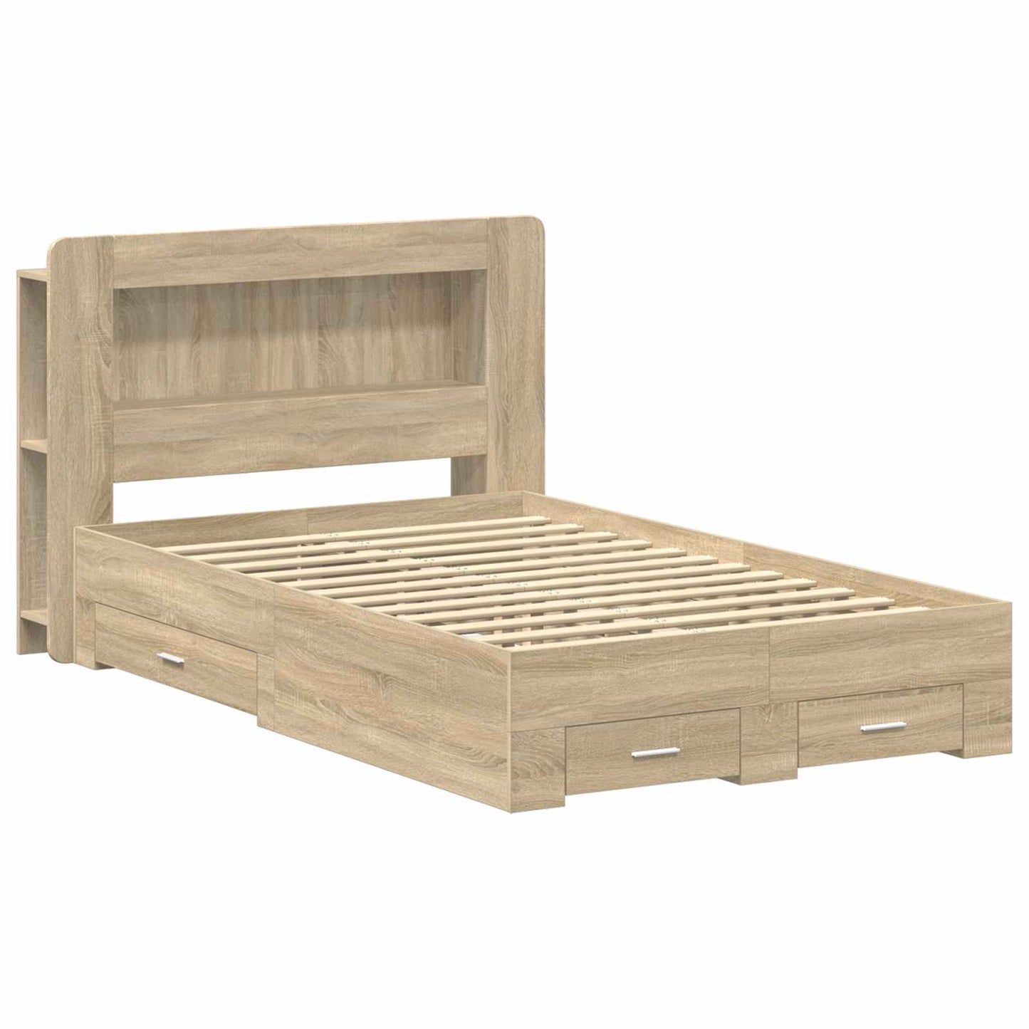 Sengeramme med oppbevaring Sonoma eik 120 x 200 cm