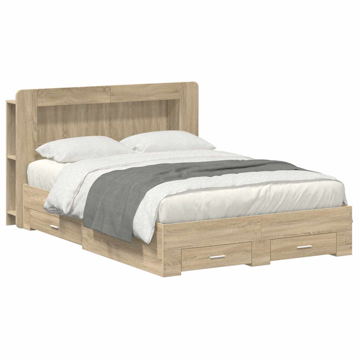 Sengeramme med oppbevaring Sonoma eik 150 x 200 cm