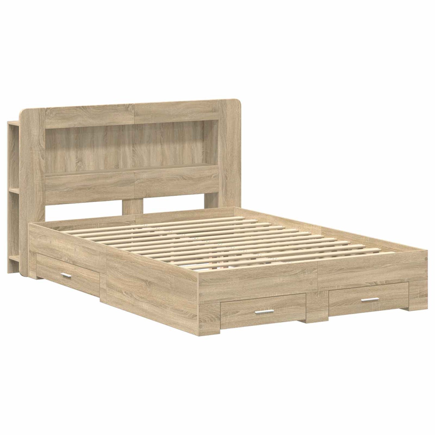 Sengeramme med oppbevaring Sonoma eik 150 x 200 cm