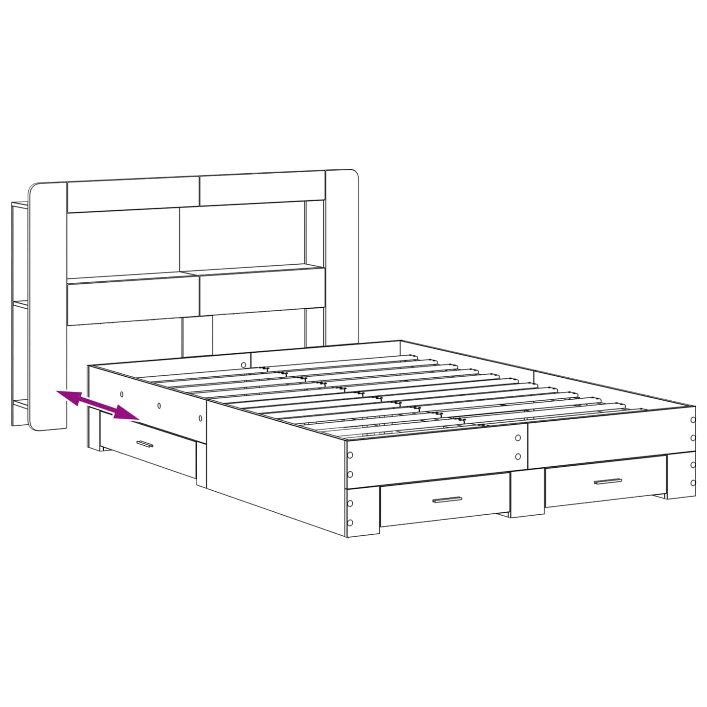 Sengeramme med oppbevaring Sonoma eik 150 x 200 cm