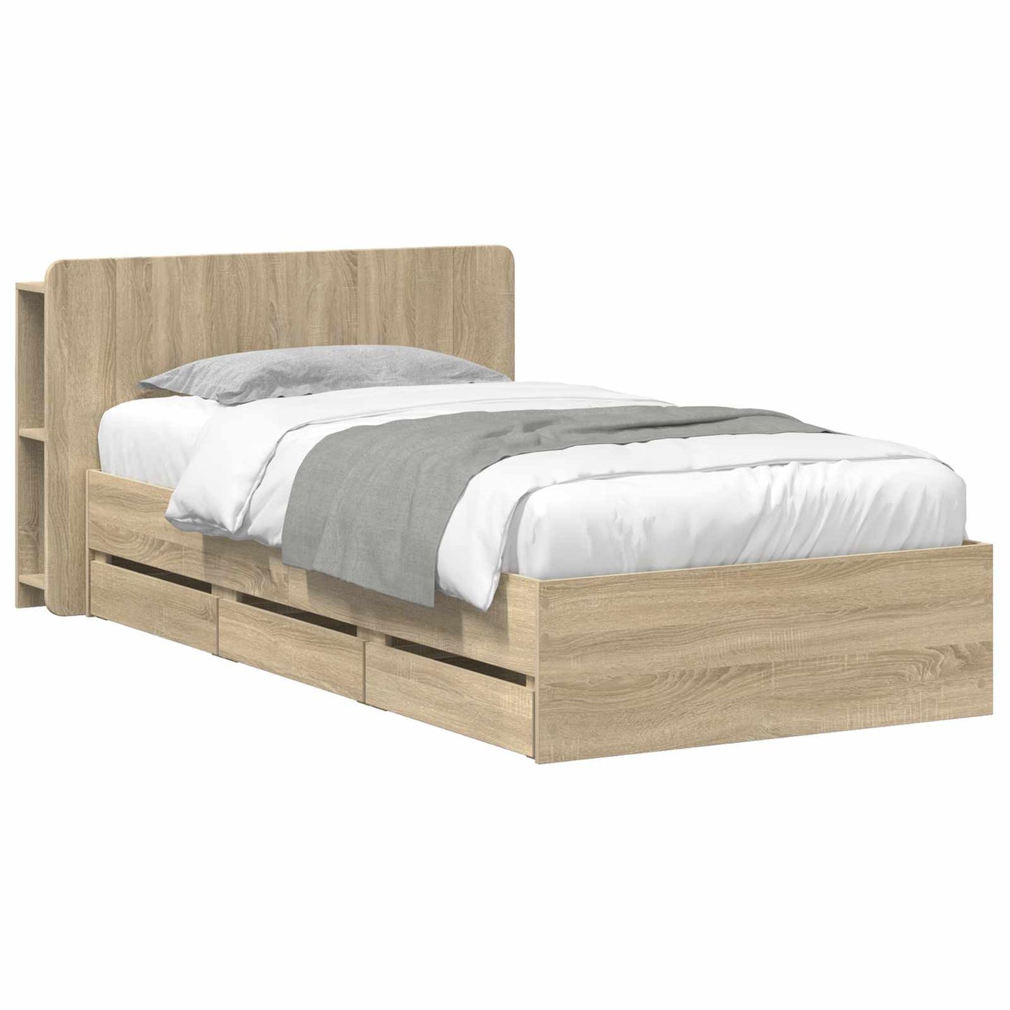 Sengeramme med oppbevaring Sonoma eik 75 x 190 cm