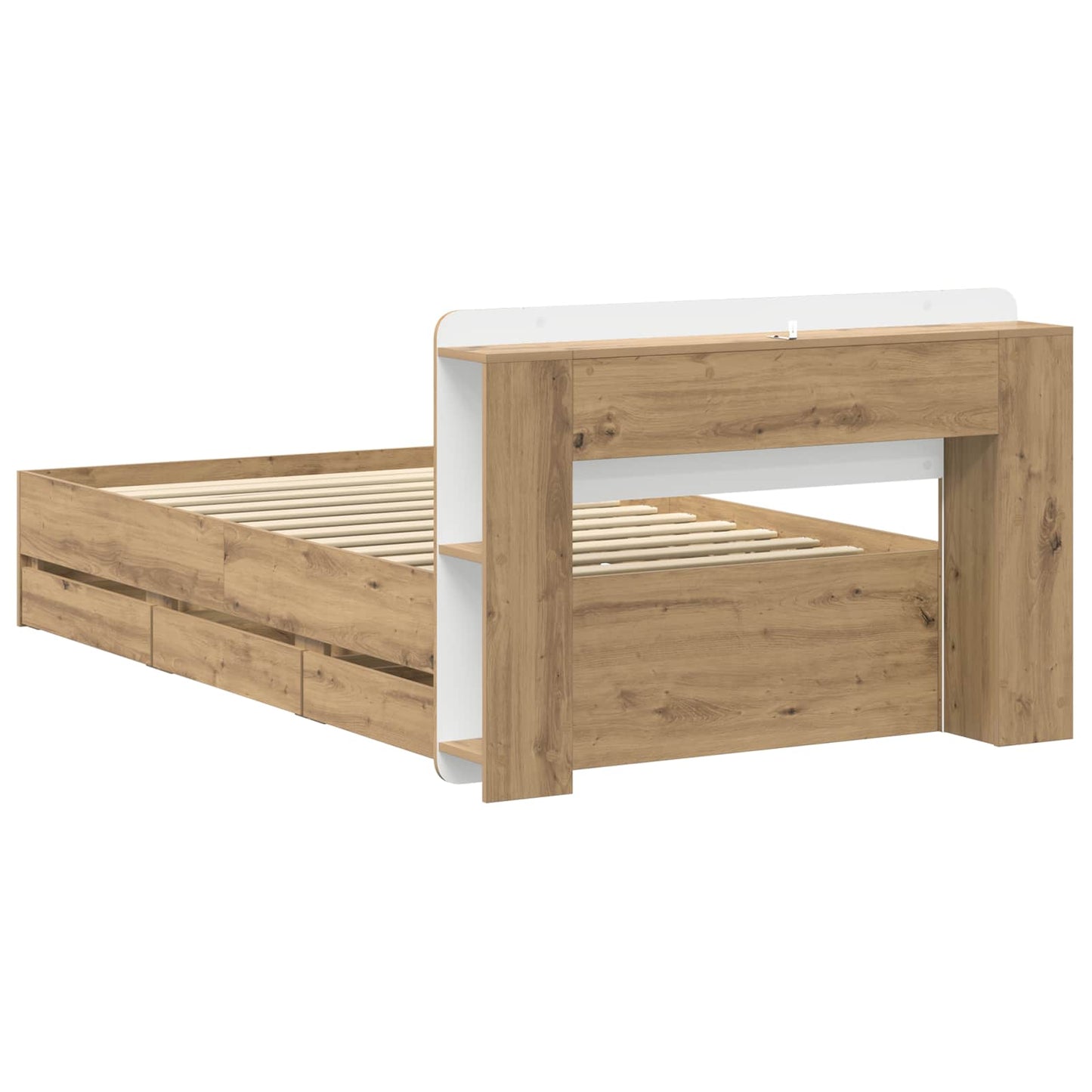 Sengeramme med oppbevaring Artisan eik 80 x 200 cm