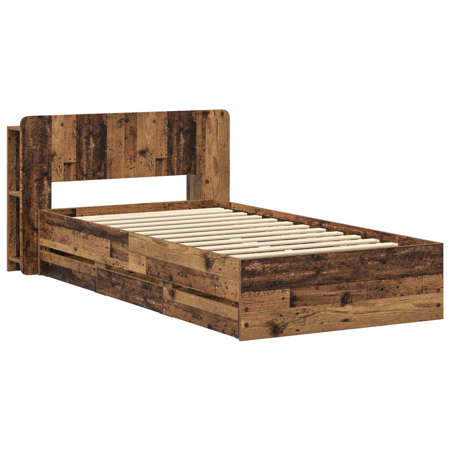 Sengeramme med oppbevaring Gammelt tre 80 x 200 cm