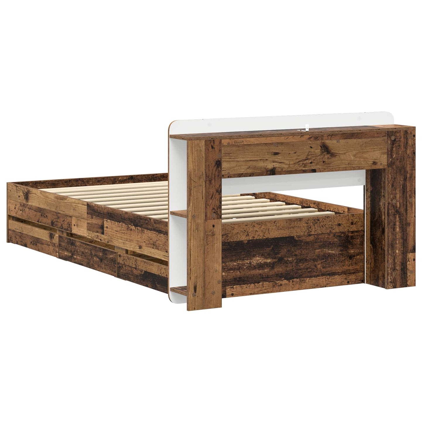 Sengeramme med oppbevaring Gammelt tre 80 x 200 cm