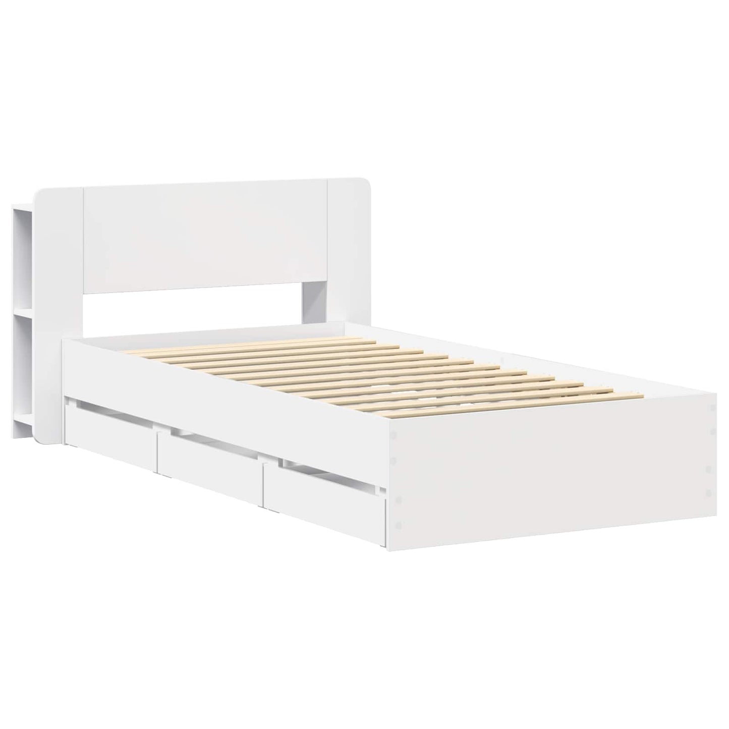 Sengeramme med oppbevaring Hvit 80 x 200 cm Konstruert tre