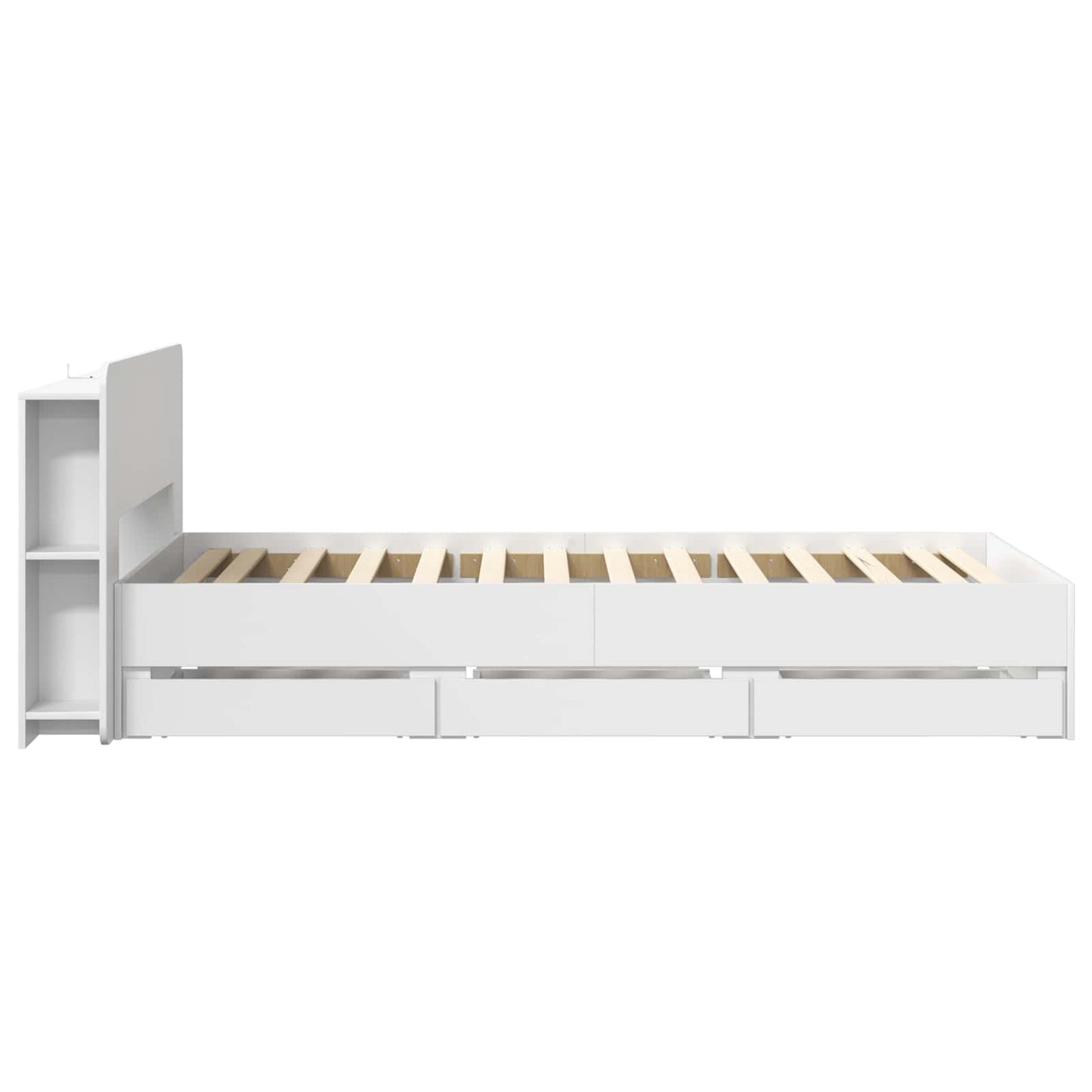 Sengeramme med oppbevaring Hvit 80 x 200 cm Konstruert tre