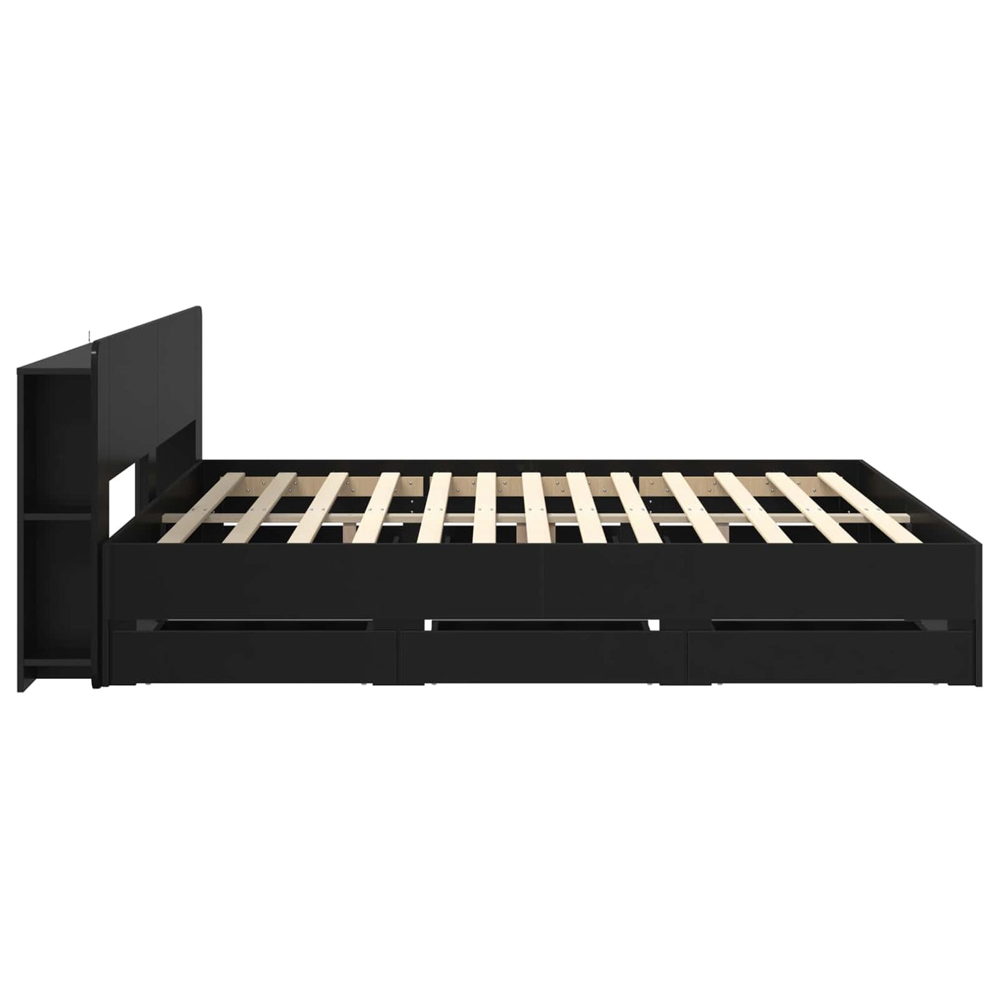 Sengeramme med oppbevaring Svart 200 x 200 cm Konstruert tre