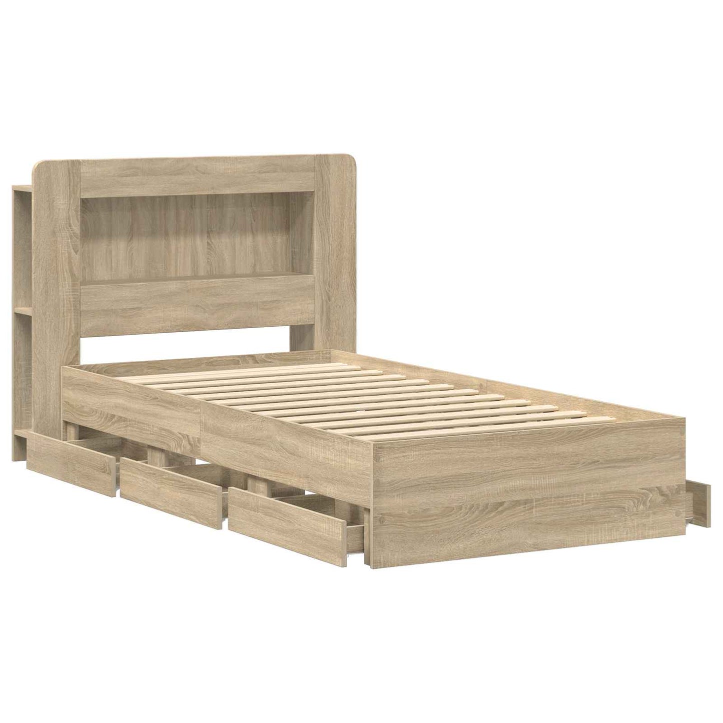Sengeramme med oppbevaring Sonoma eik 75 x 190 cm