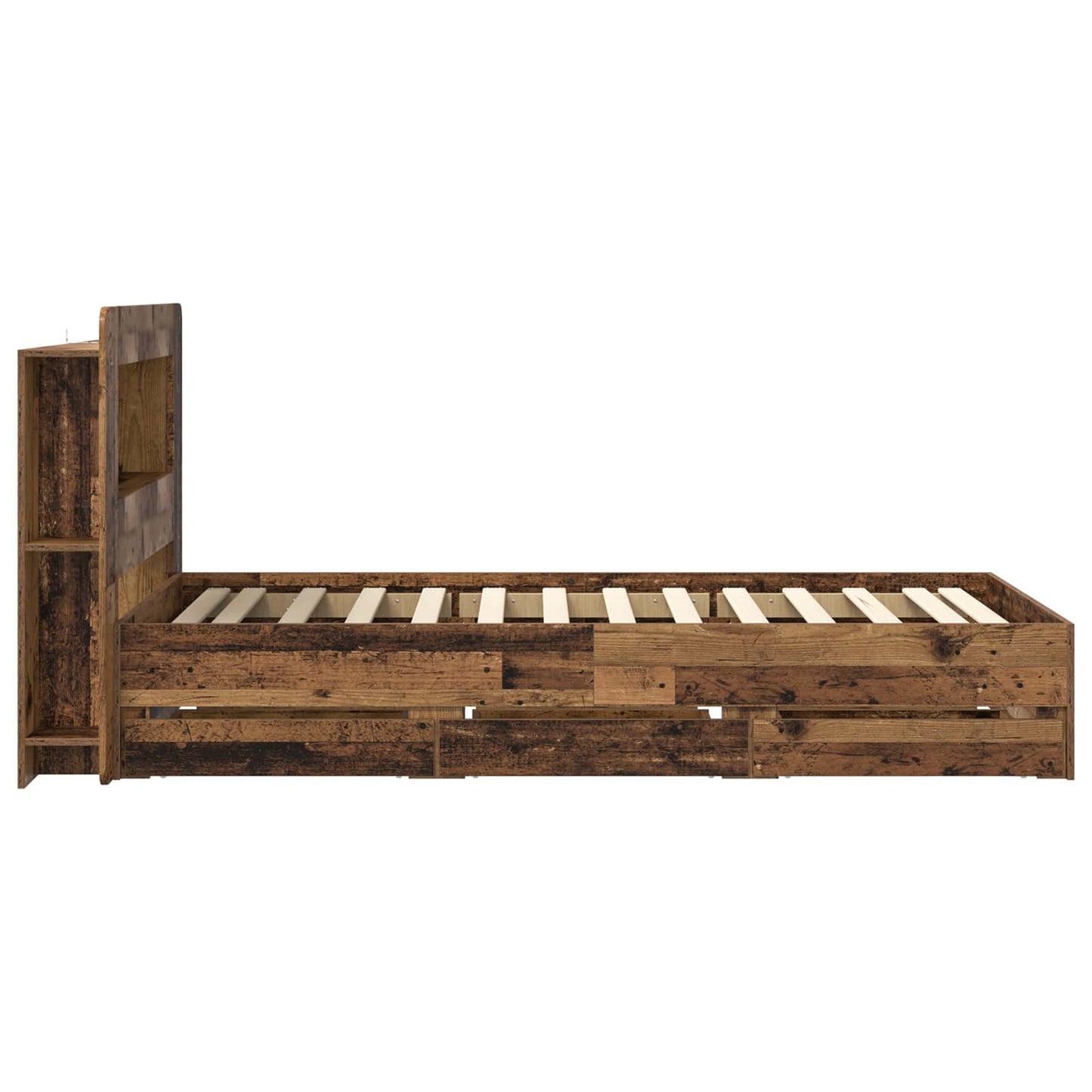 Sengeramme med oppbevaring Gammelt tre 80 x 200 cm