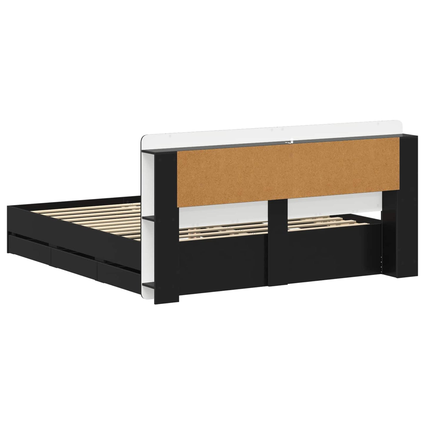 Sengeramme med oppbevaring Svart 180 x 200 cm Konstruert tre