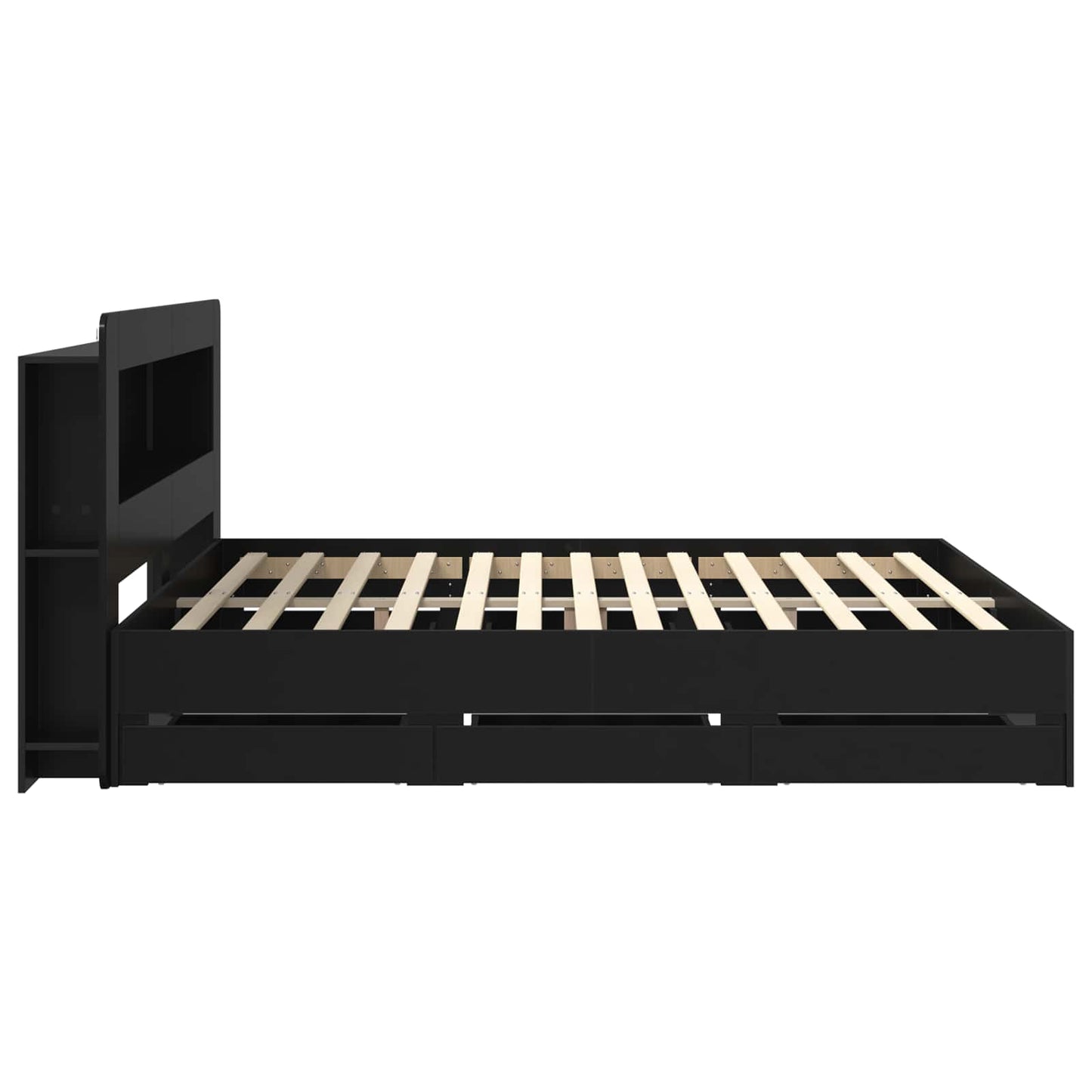 Sengeramme med oppbevaring Svart 180 x 200 cm Konstruert tre
