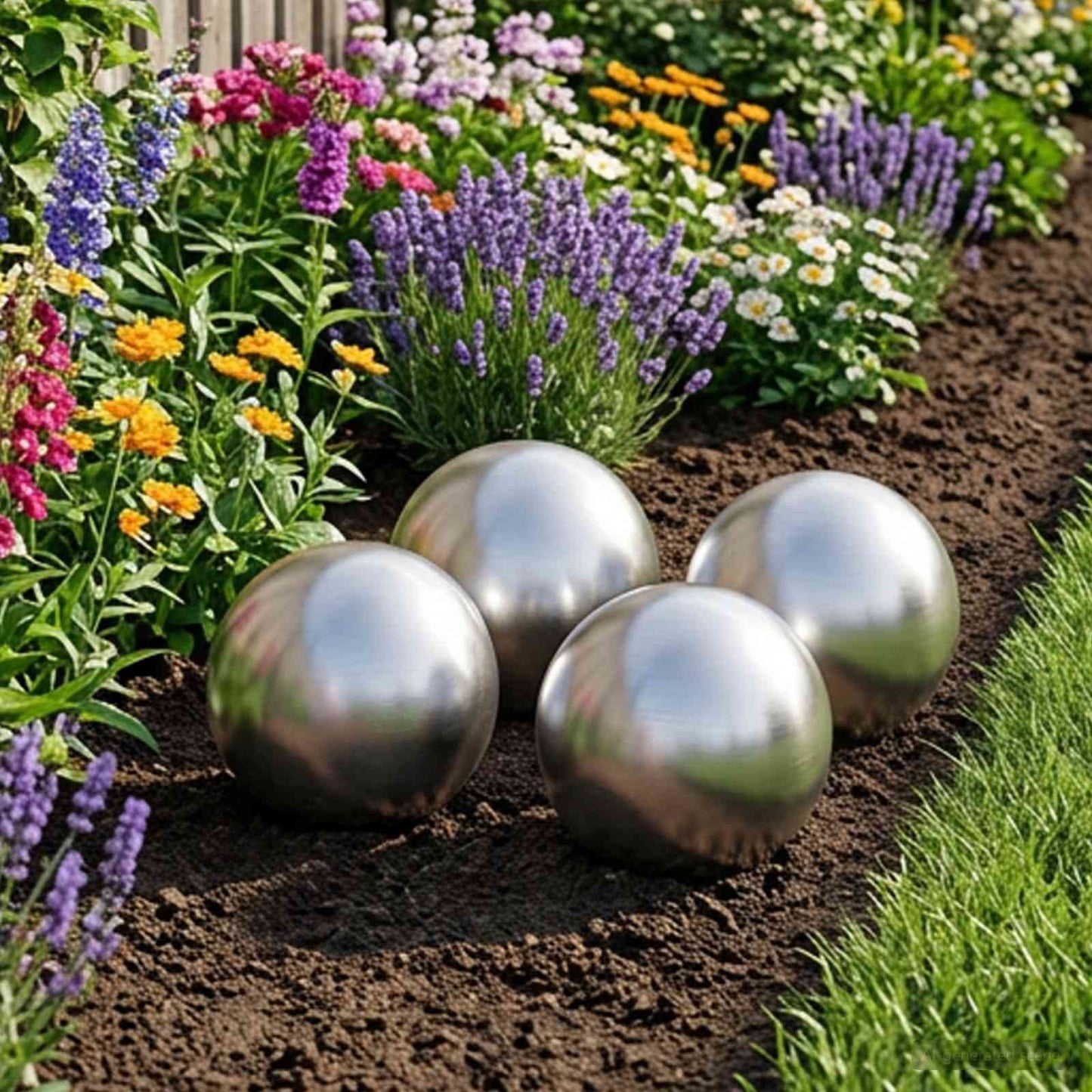 Børstet Ball 4 pcs Ø 10 cm Sølv Rustfritt stål 201