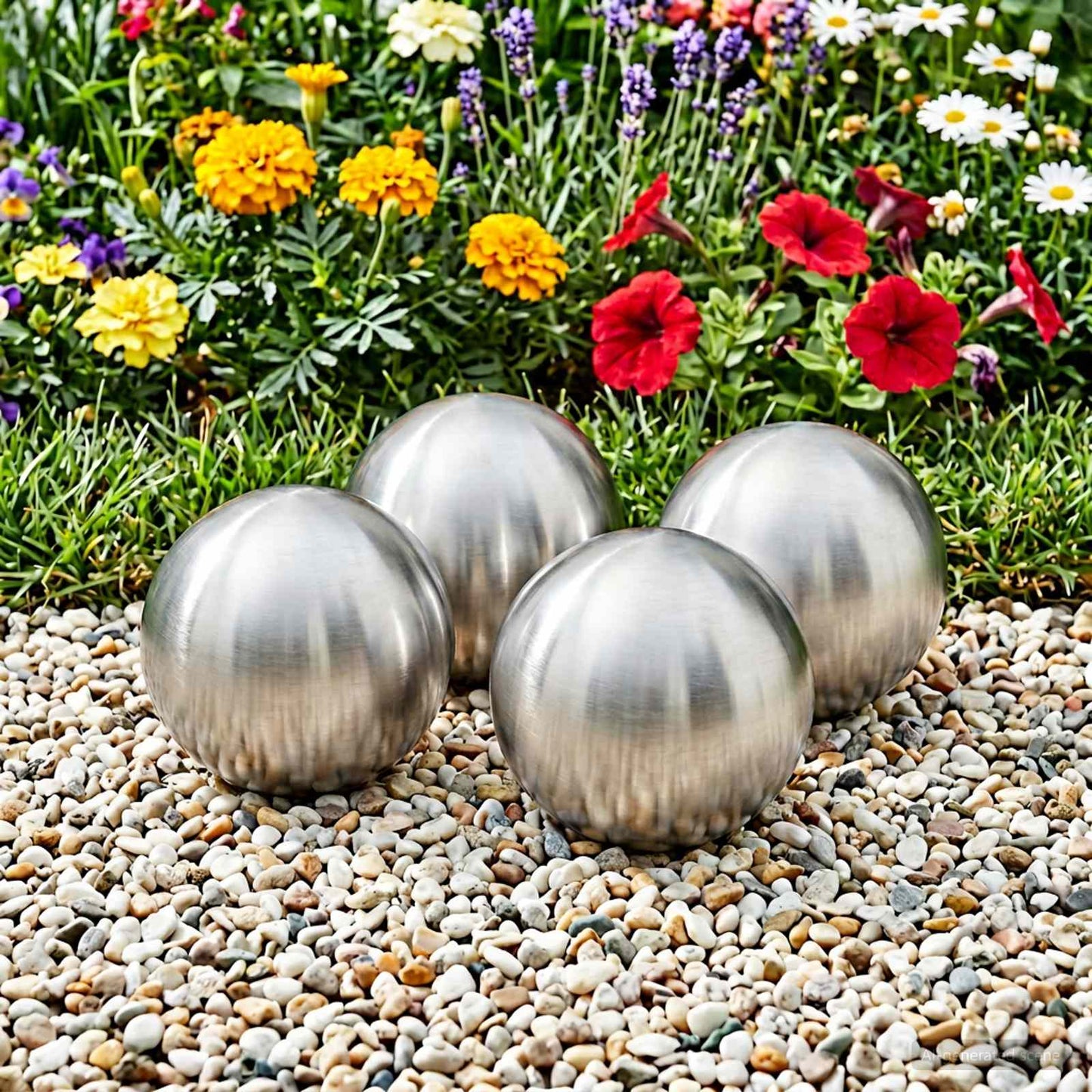 Børstet Ball 4 pcs Ø 10 cm Sølv Rustfritt stål 201