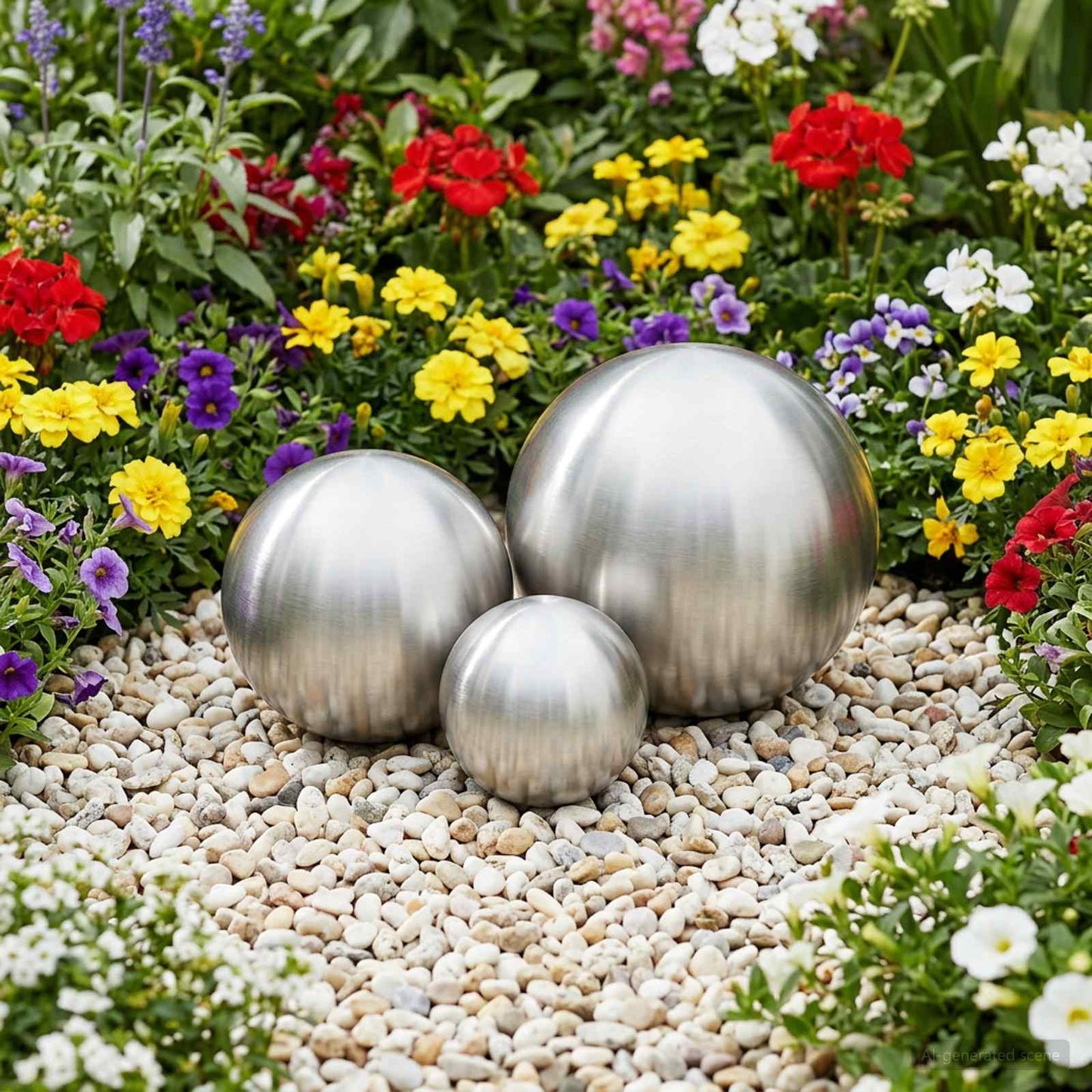 Børstet Ball 3 pcs Ø 20 cm Sølv Rustfritt stål 201