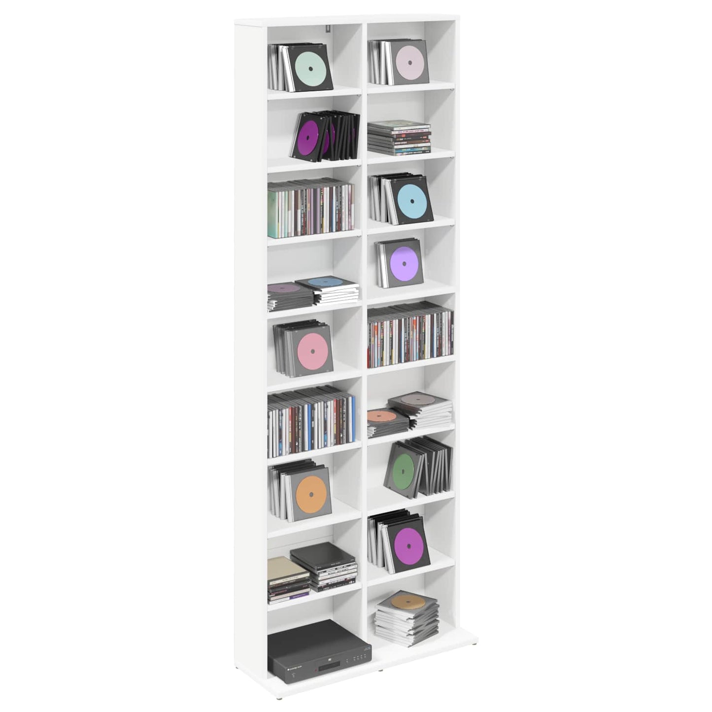 CD skap Hvit 65 x 23,5 x 175 cm Konstruert tre