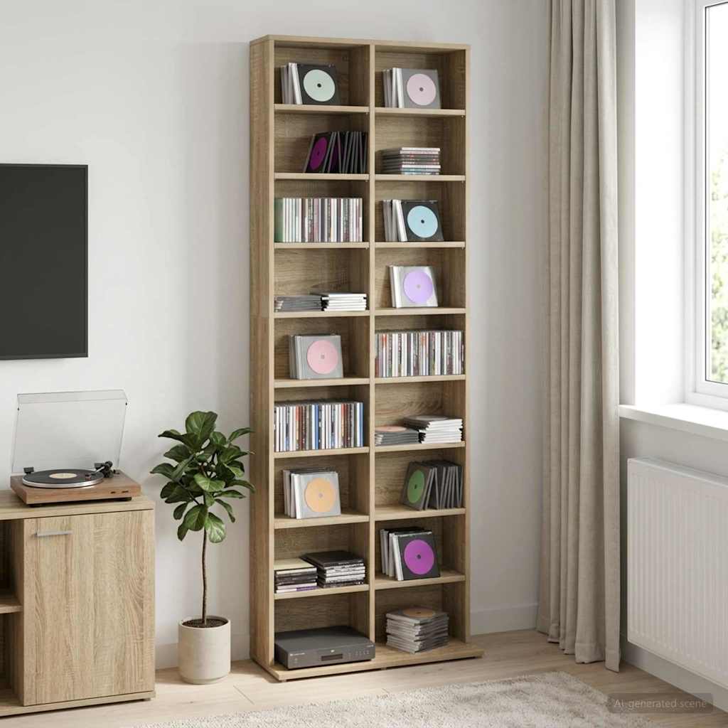 CD skap Sonoma eik 65 x 23,5 x 175 cm Konstruert tre