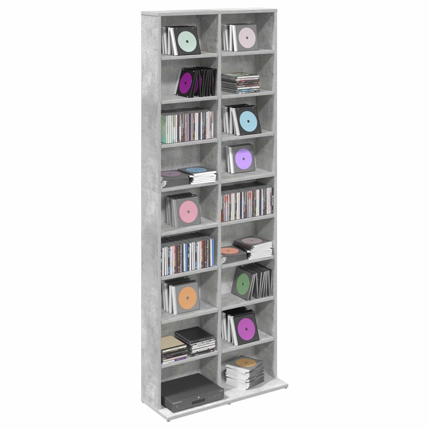 CD skap Betonggrå 65 x 23,5 x 175 cm Konstruert tre