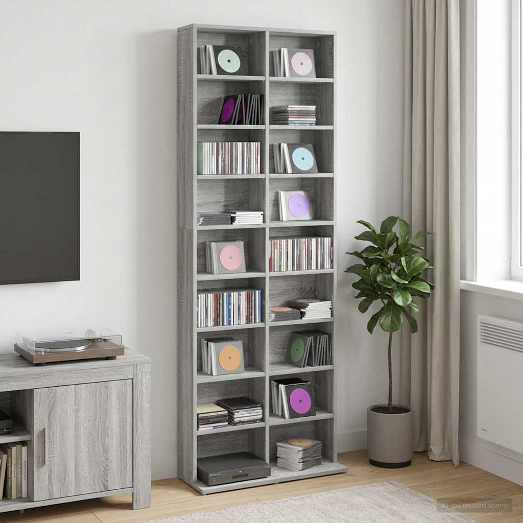 CD skap Grå Sonoma 65 x 23,5 x 175 cm Konstruert tre