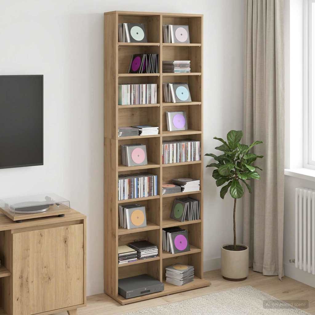 CD skap Artisan eik 65 x 23,5 x 175 cm Konstruert tre