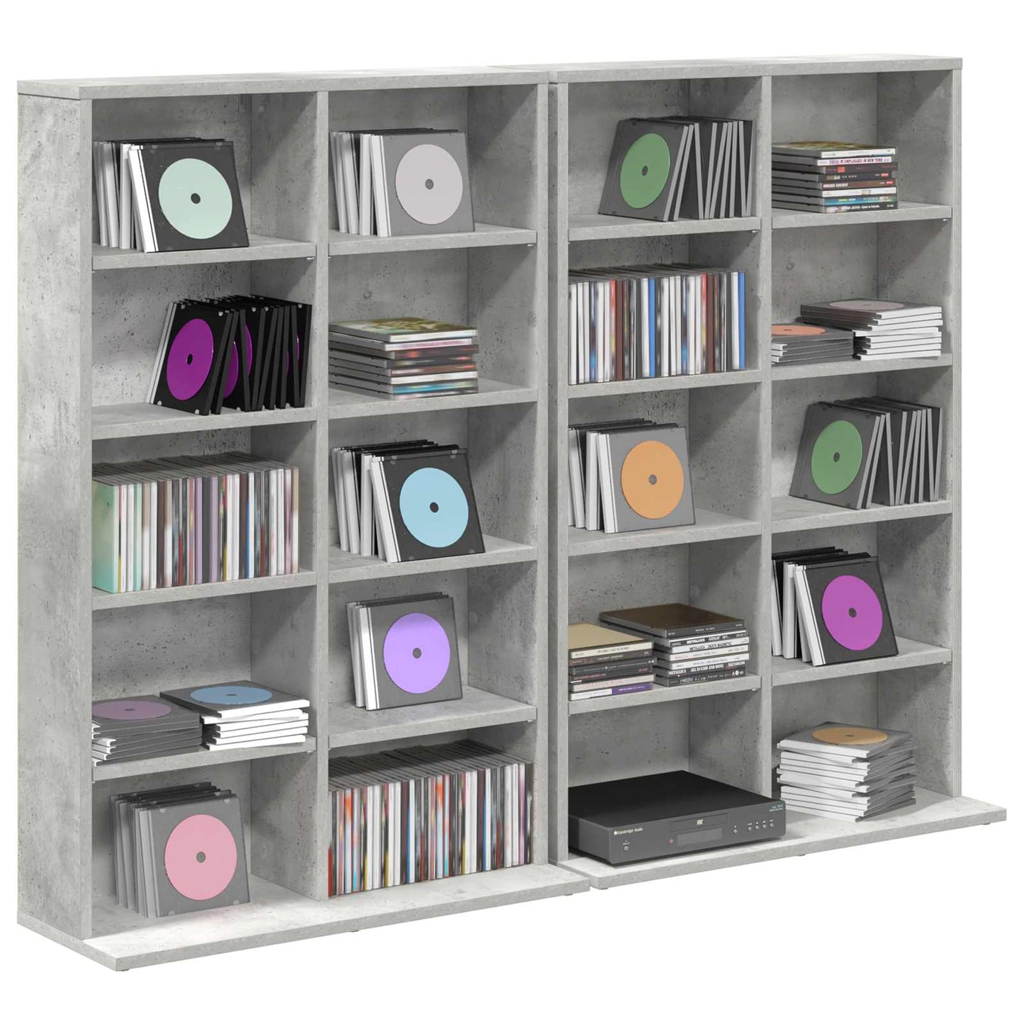 CD skap 2 stk. Betonggrå 65 x 23,5 x 97,5 cm Konstruert tre