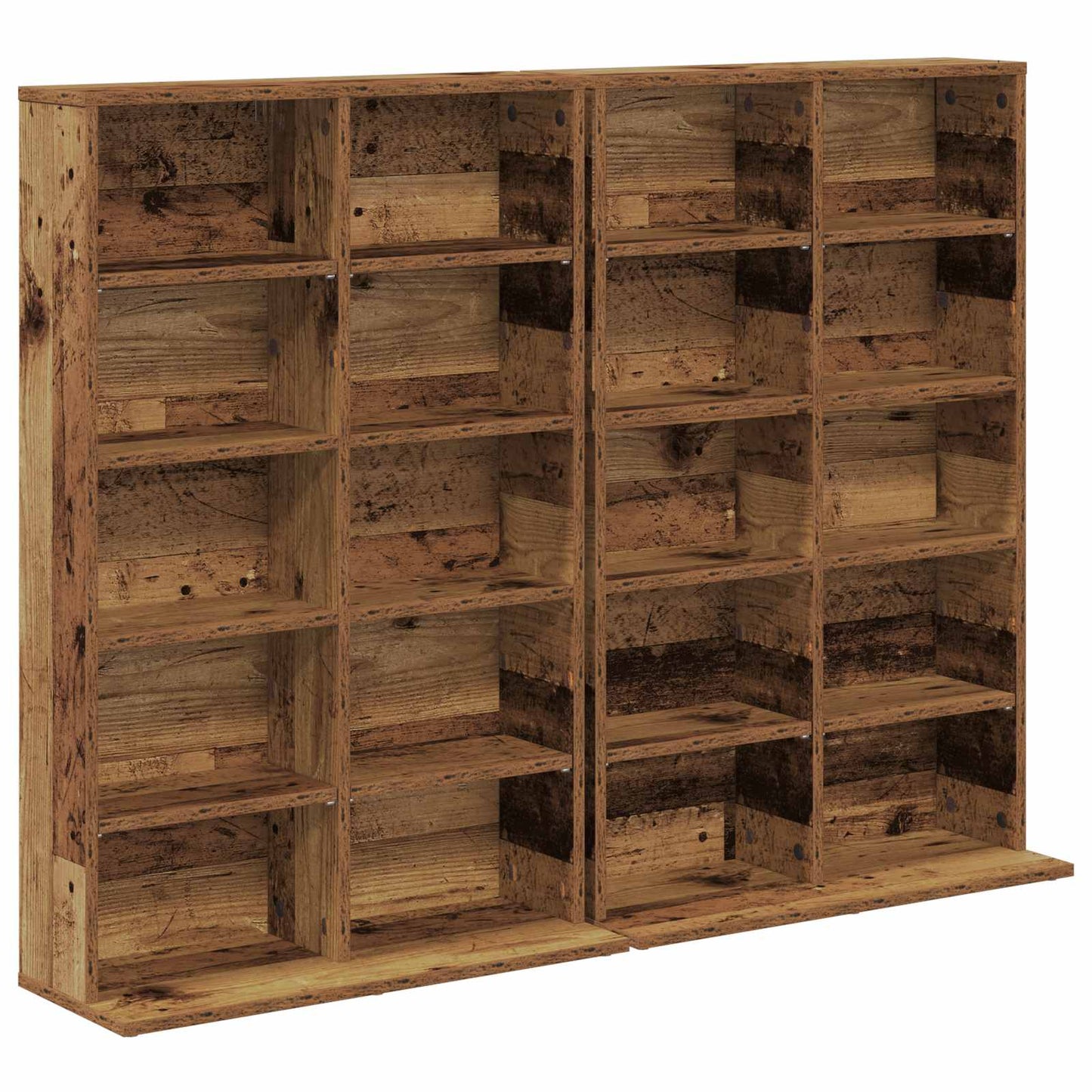 CD skap 2 stk. Gammelt tre 65 x 23,5 x 97,5 cm Konstruert tre