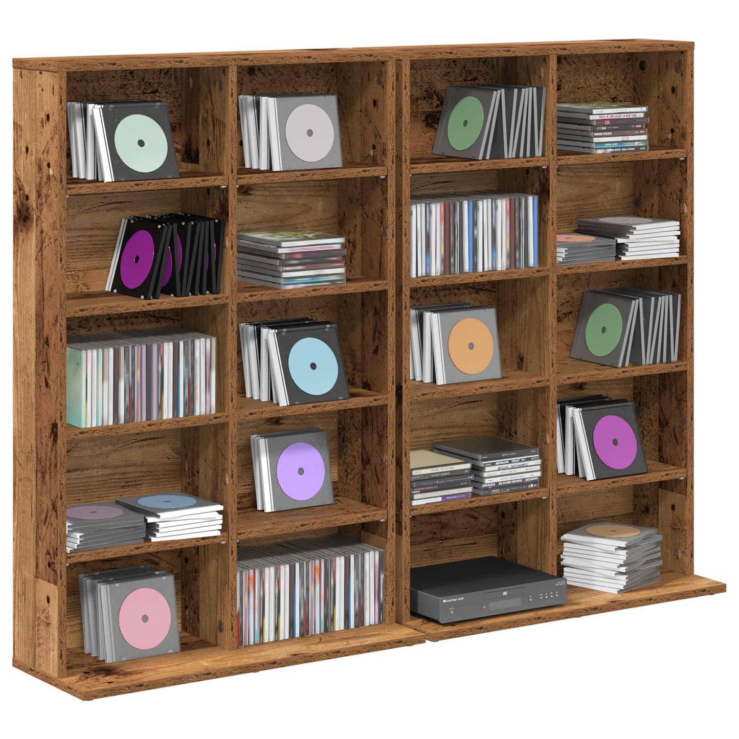 CD skap 2 stk. Gammelt tre 65 x 23,5 x 97,5 cm Konstruert tre
