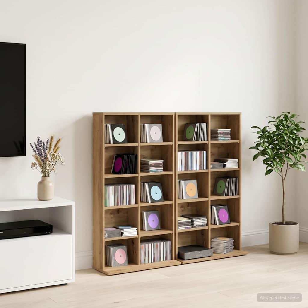 CD skap 2 stk. Artisan eik 65 x 23,5 x 97,5 cm Konstruert tre
