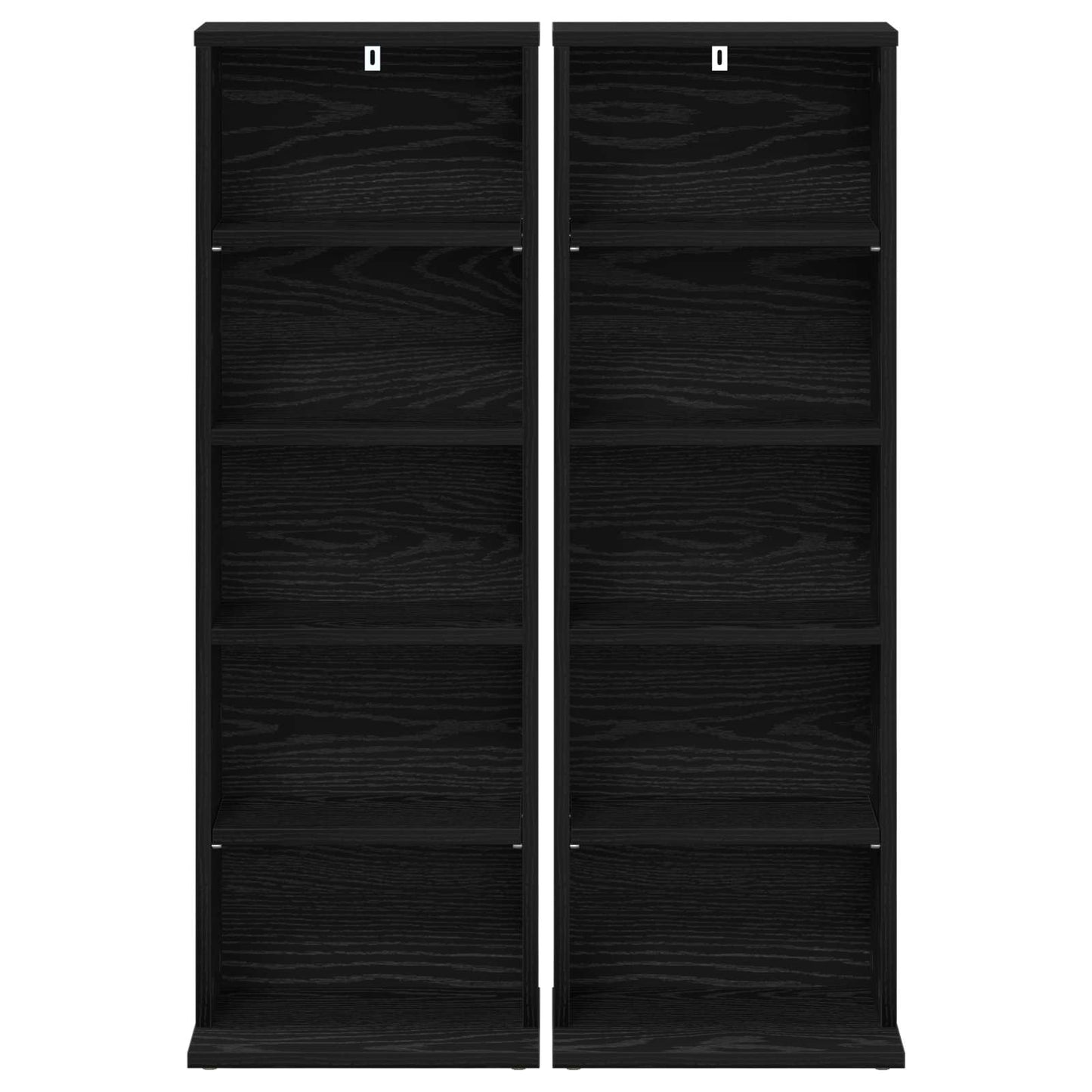 CD skap 2 stk. Svart eik 33 x 23,5 x 97,5 cm Konstruert tre