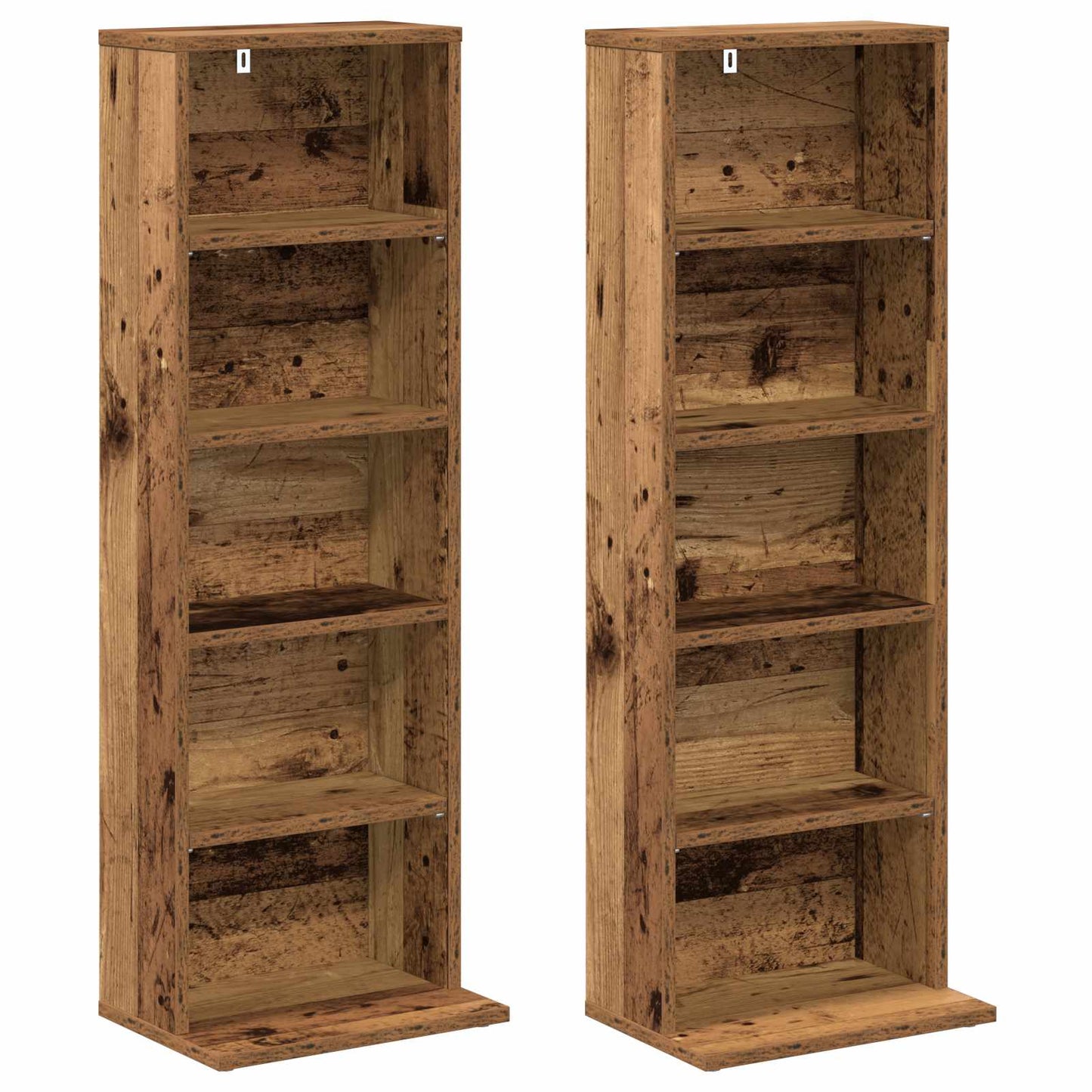 CD skap 2 stk. Gammelt tre 33 x 23,5 x 97,5 cm Konstruert tre