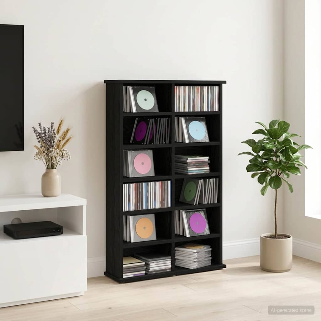 CD skap Svart eik 60 x 17 x 92 cm Konstruert tre