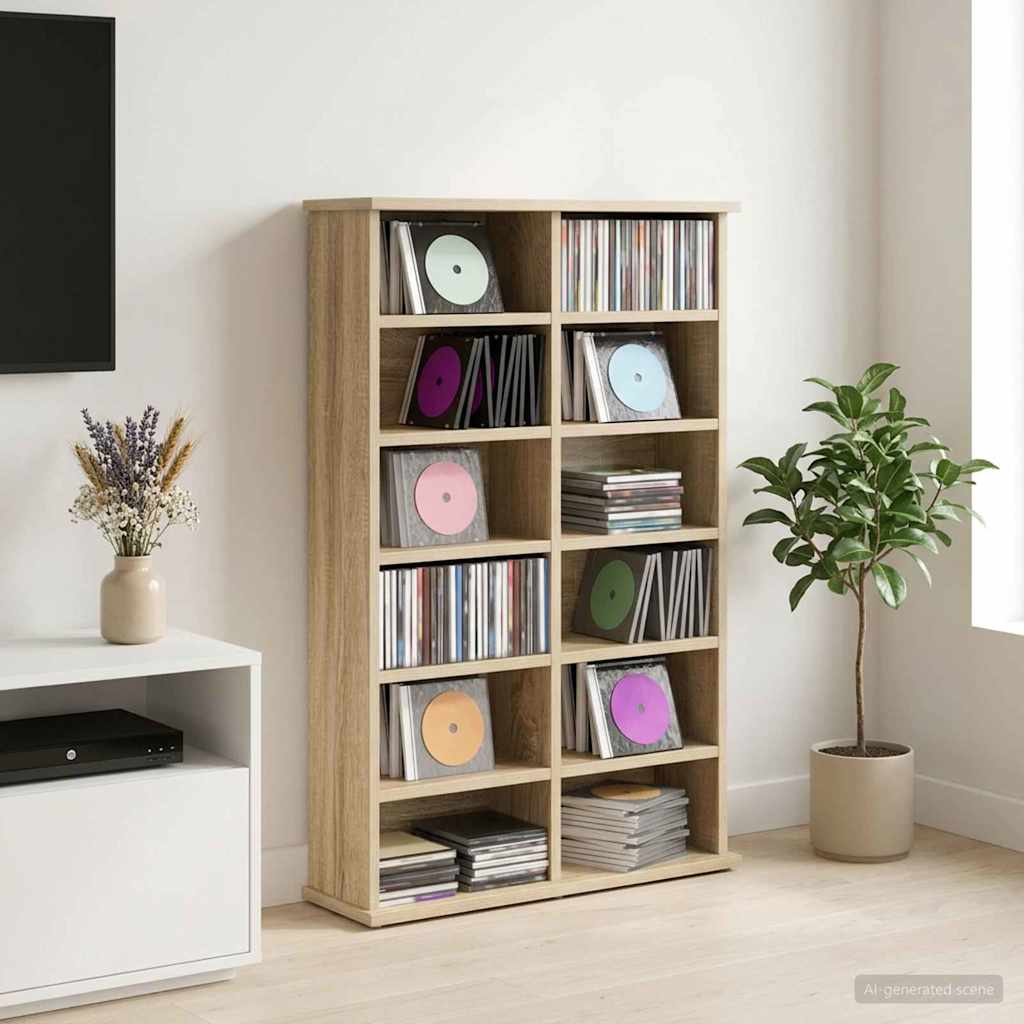 CD skap Sonoma eik 60 x 17 x 92 cm Konstruert tre