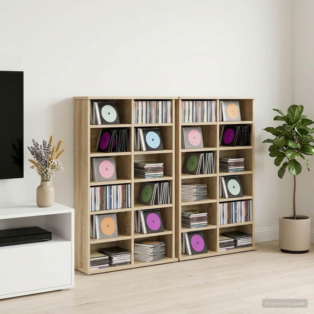 CD skap 2 stk. Sonoma eik 60 x 17 x 92 cm Konstruert tre
