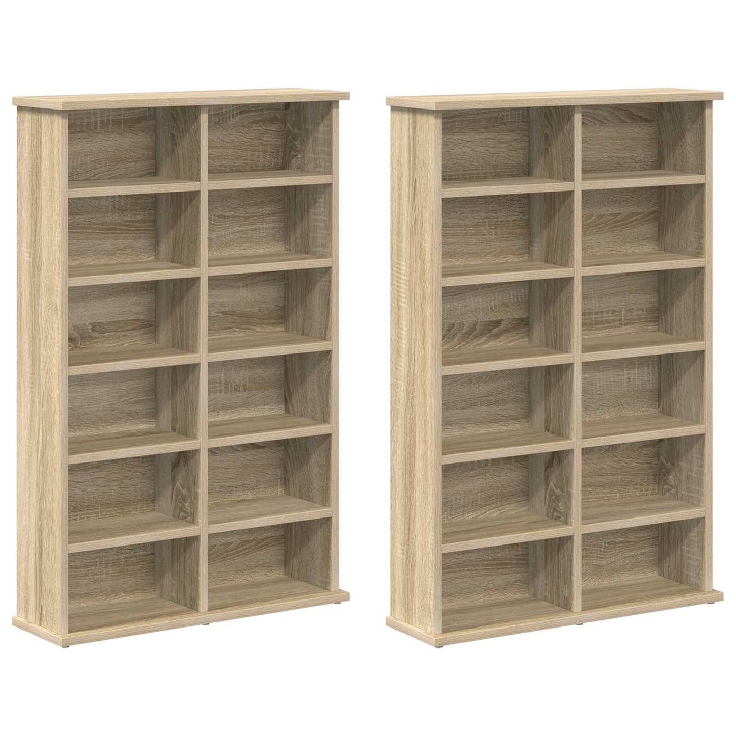 CD skap 2 stk. Sonoma eik 60 x 17 x 92 cm Konstruert tre