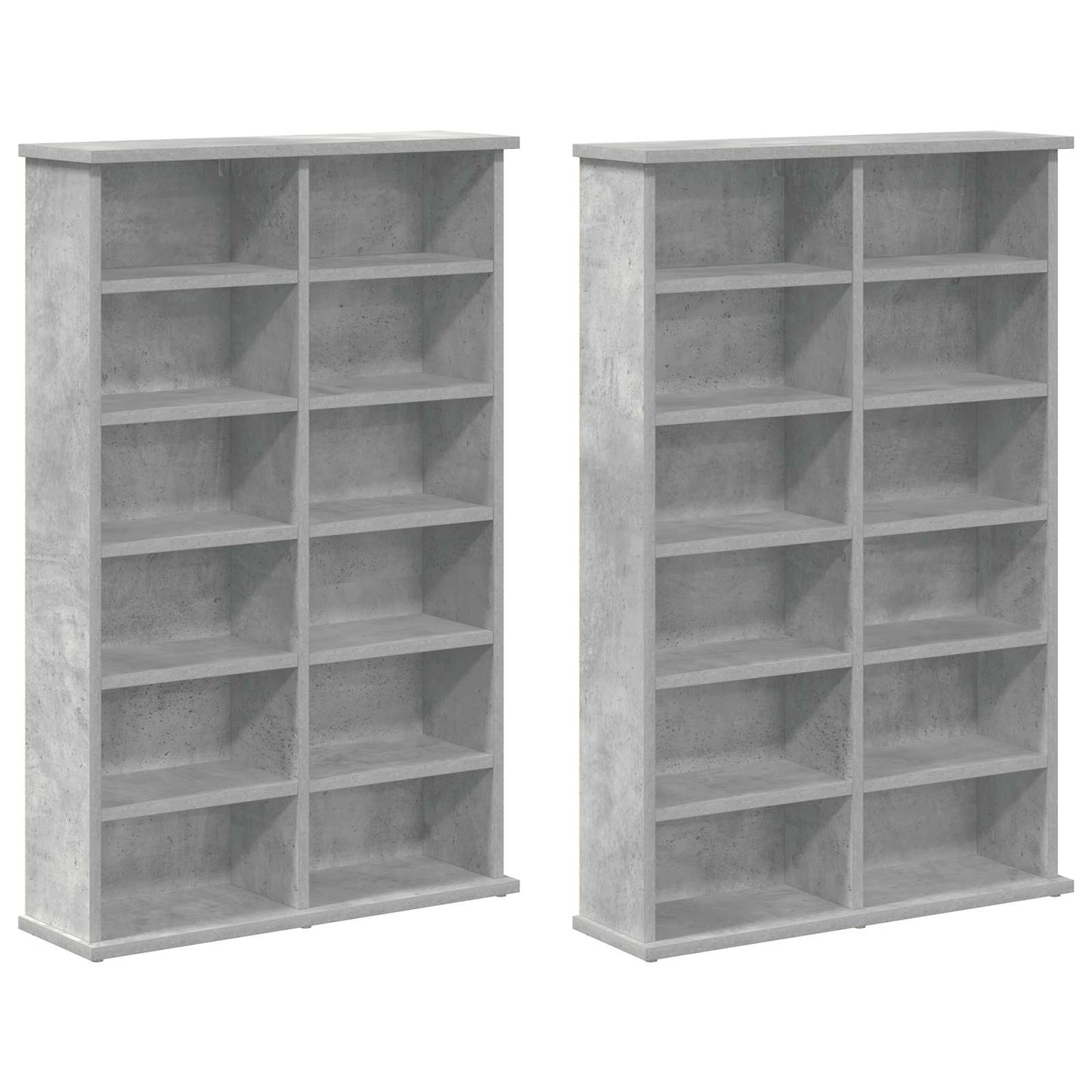CD skap 2 stk. Betonggrå 60 x 17 x 92 cm Konstruert tre
