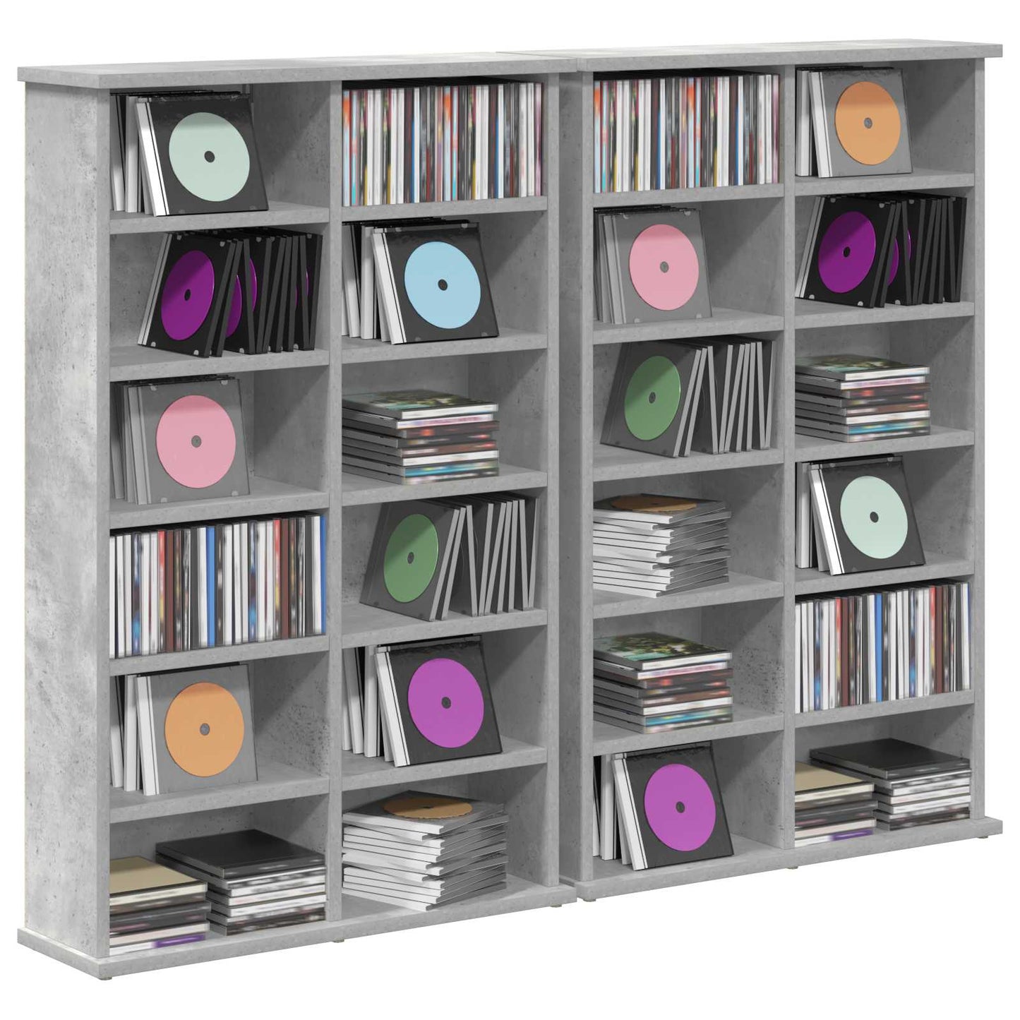 CD skap 2 stk. Betonggrå 60 x 17 x 92 cm Konstruert tre