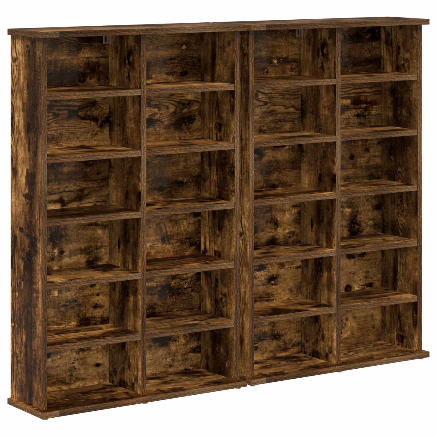 CD skap 2 stk. Røkt Eik 60 x 17 x 92 cm Konstruert tre