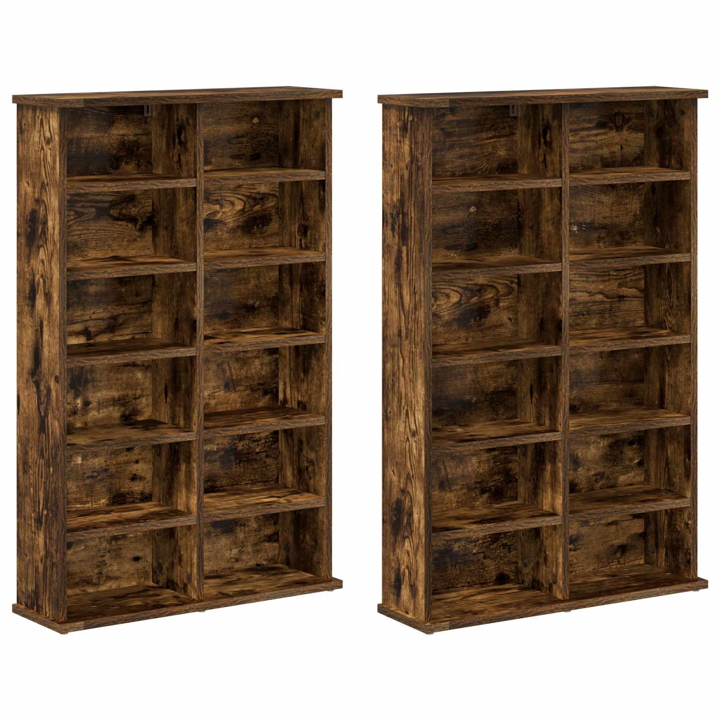 CD skap 2 stk. Røkt Eik 60 x 17 x 92 cm Konstruert tre