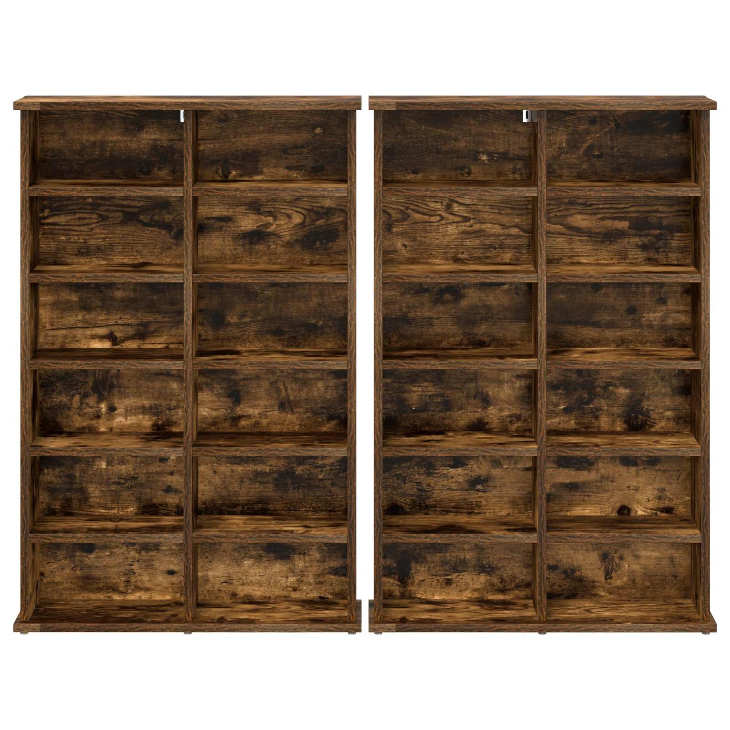 CD skap 2 stk. Røkt Eik 60 x 17 x 92 cm Konstruert tre