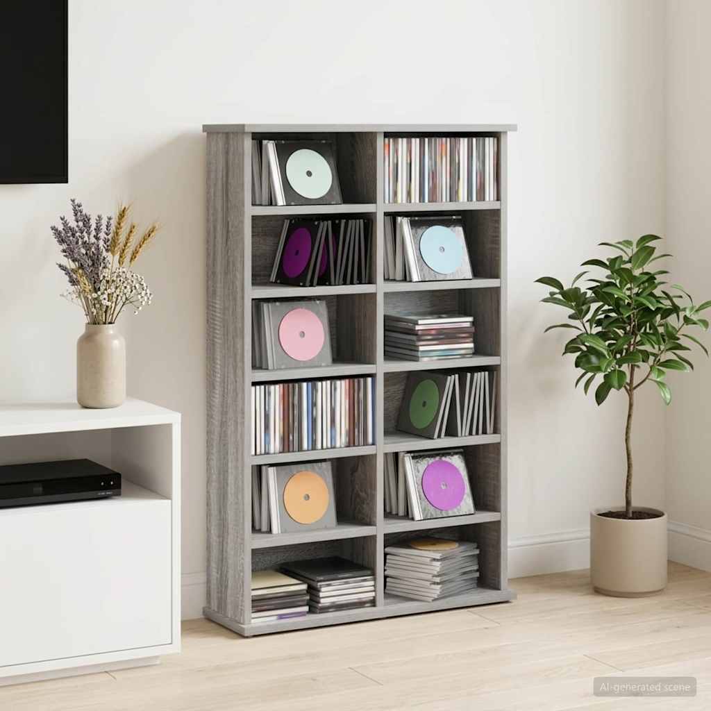 CD skap Grå Sonoma 60 x 17 x 92 cm Konstruert tre