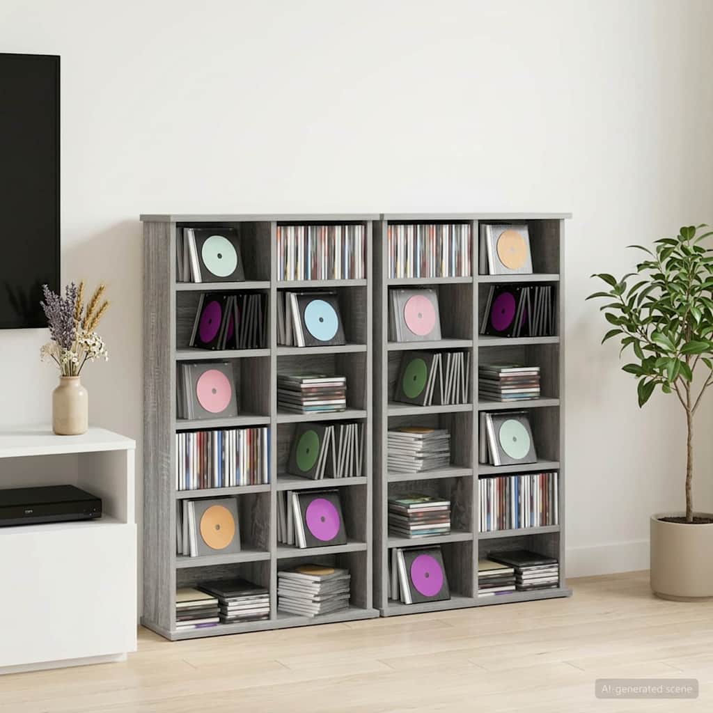 CD skap 2 stk. Grå Sonoma 60 x 17 x 92 cm Konstruert tre