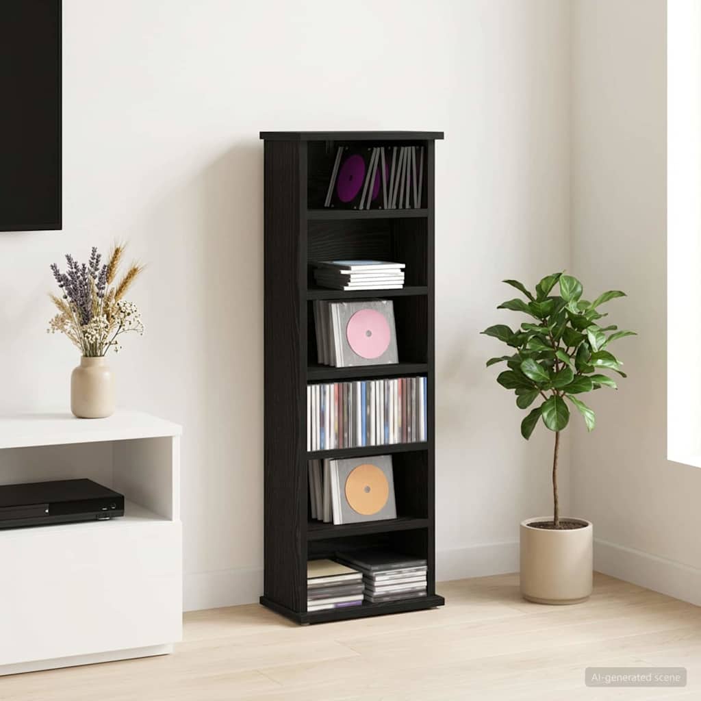 CD skap Svart eik 60 x 17 x 92 cm Konstruert tre