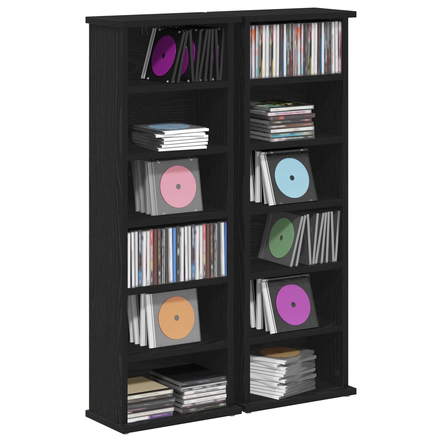 CD skap 2 stk. Svart eik 60 x 17 x 92 cm Konstruert tre