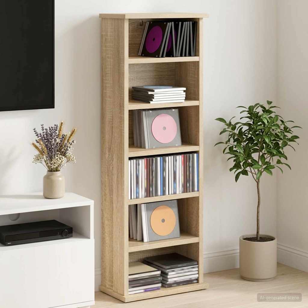 CD skap Sonoma eik 60 x 17 x 92 cm Konstruert tre