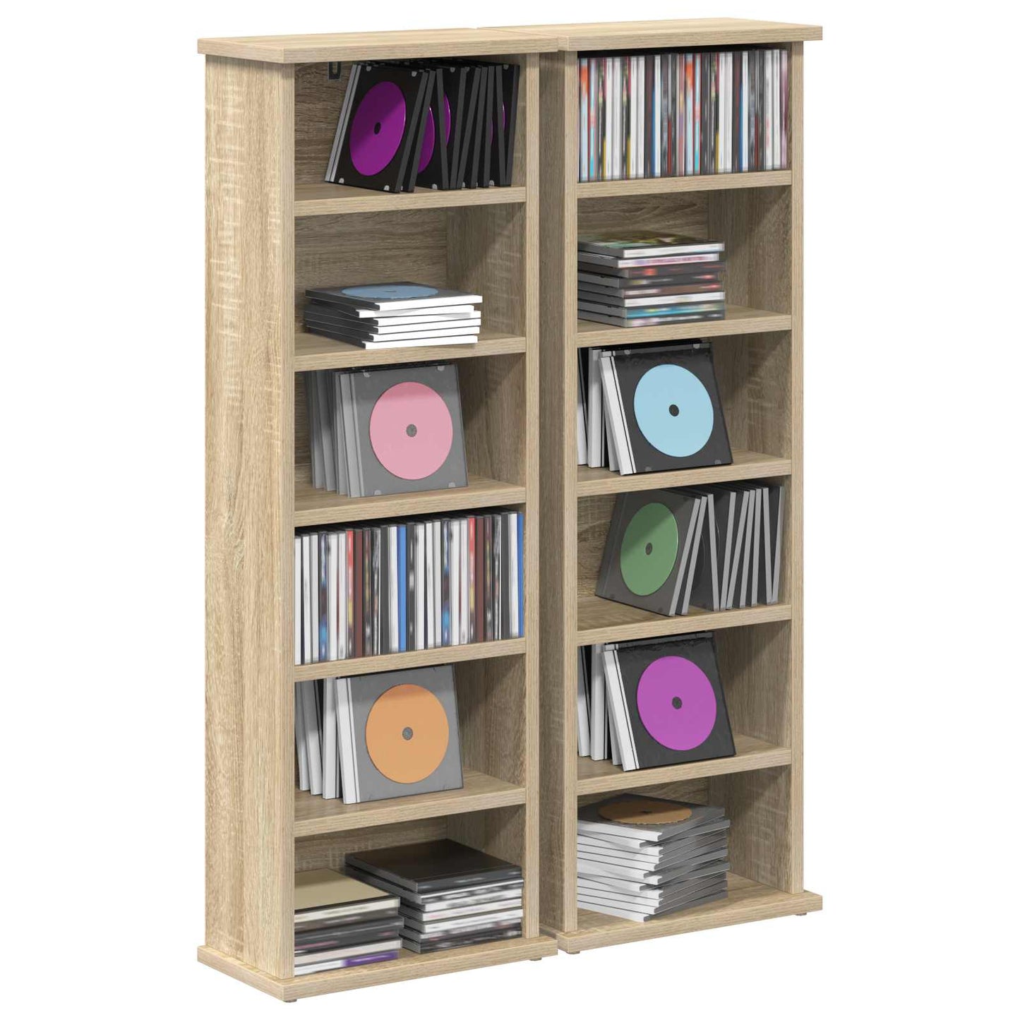 CD skap 2 stk. Sonoma eik 60 x 17 x 92 cm Konstruert tre