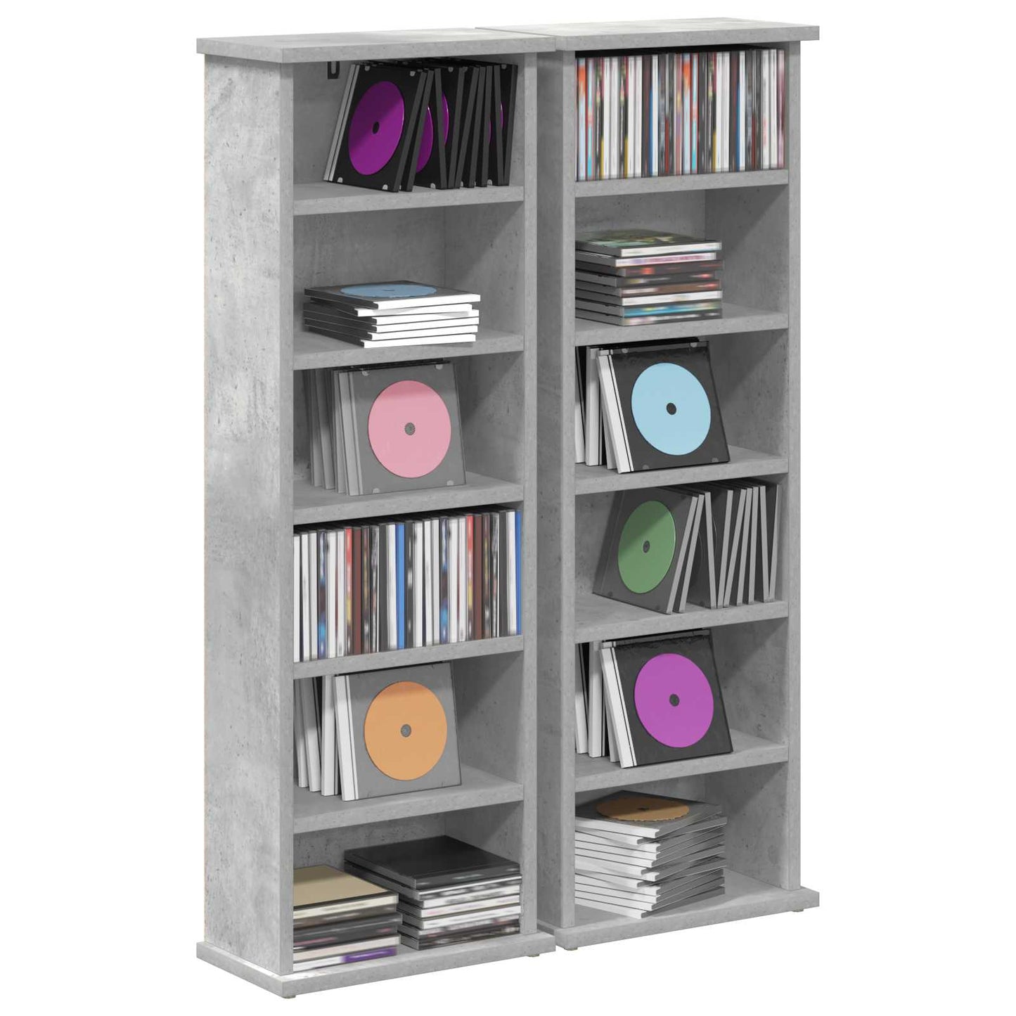 CD skap 2 stk. Betonggrå 60 x 17 x 92 cm Konstruert tre
