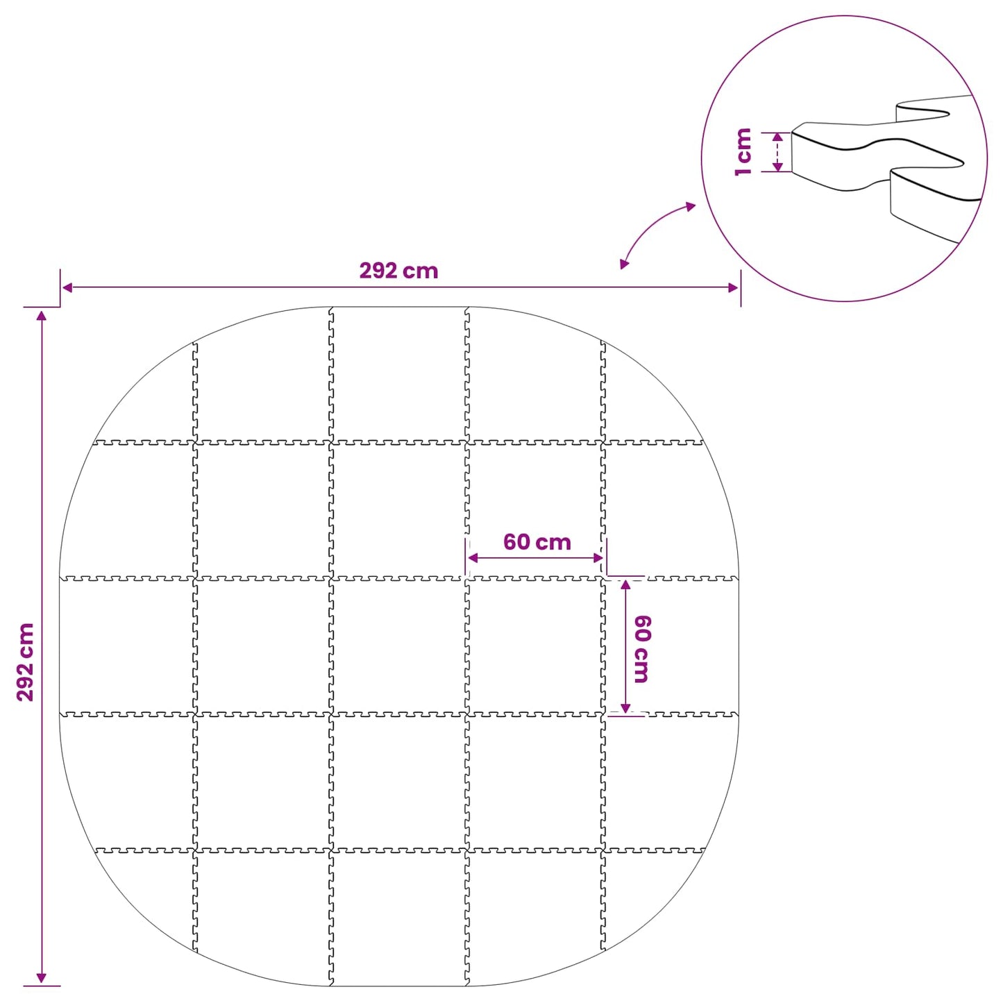Bassenggrunnmatte 25 stk. Ø 292 cm Rund EVA Skum Blå