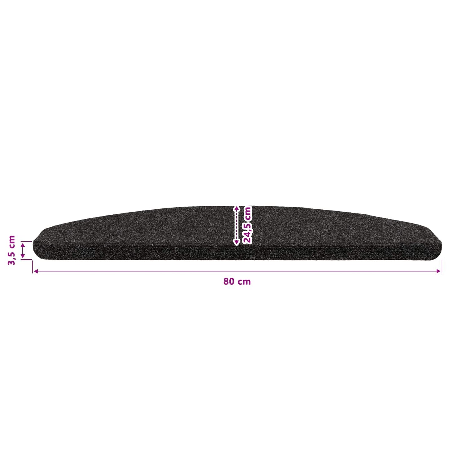 Selvlimende trappematter 15 pcs Svart 80 x 28 x 3,5 cm