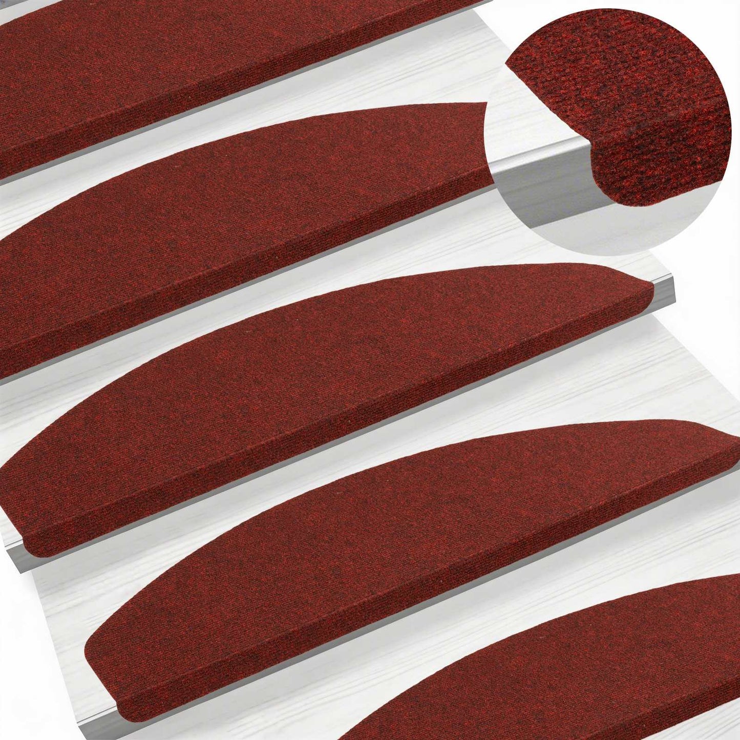 Selvlimende trappematter 15 pcs Rød 80 x 28 x 3,5 cm