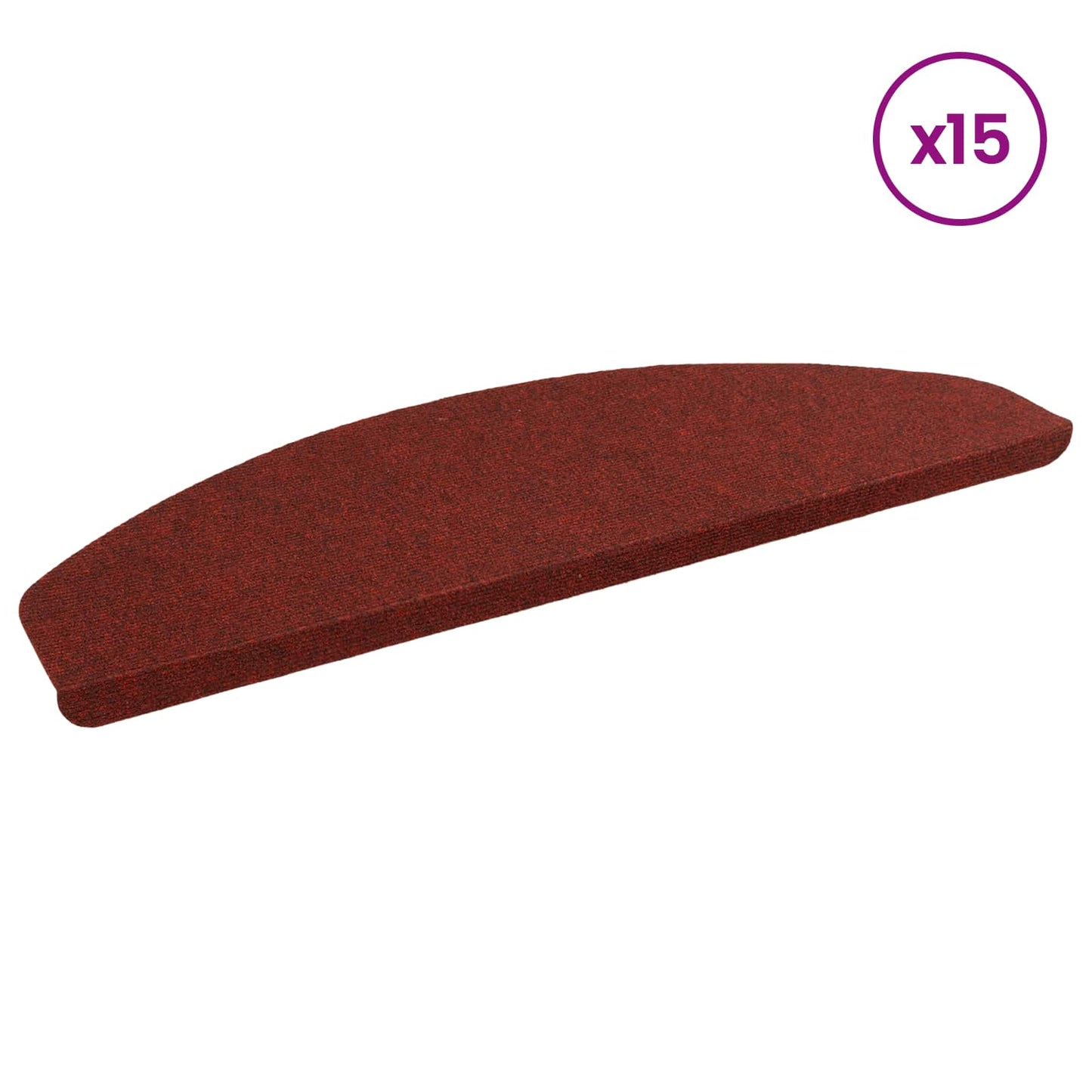 Selvlimende trappematter 15 pcs Rød 80 x 28 x 3,5 cm