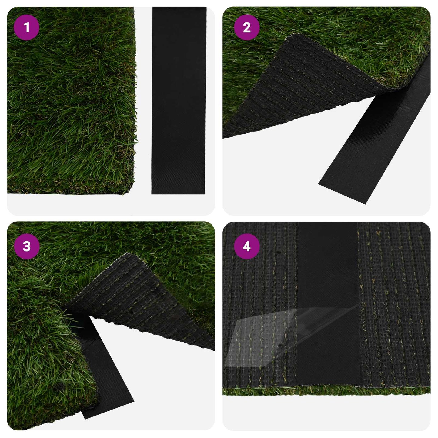 Kunstig gress tape selvheftende Svart 5 cm x 10 m Uvevd Stoff